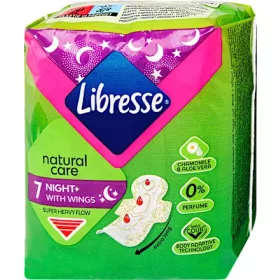   Libresse egészségügyi betét 7 db Maxi Night Wings Natural Care szárnyas