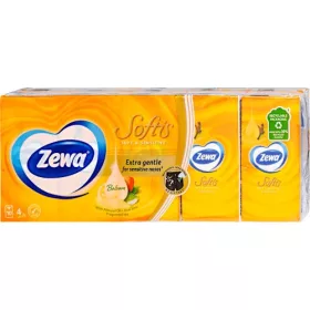   Zewa Softis papírzsebkendő 4 rétegű 10x9 db Soft&Sensitive