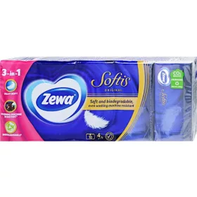   Zewa Softis papírzsebkendő 4 rétegű 10x9 db Classic Illatmentes
