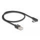 Delock USB-A - USB-C töltőkábel ívelt, 0.5m, fekete (80029)