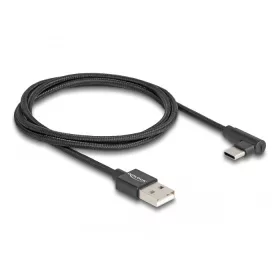   Delock USB 2.0 kábel A-típusú csatlakozódugó - USB Type-C  csatlakozódugó, ívelt, 1 m, fekete