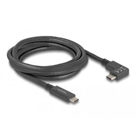   Delock USB 5 Gbps kábel USB Type-C  apa   USB Type-C  apa, ívelt bal / jobb, 2 m 4K PD 60 W E-Marker