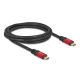 Delock USB 2.0 kábel USB Type-C  apa - apa PD 3.0 100 W E-Marker 2 m piros fém (80041)
