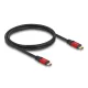 Delock USB 5 Gbps kábel USB Type-C  apa - apa PD 3.0 100 W E-Marker 1 m piros fém (80090)