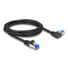   Delock RJ45 hálózati kábel Cat.6A S/FTP egyenes / balra hajló 2 m fekete (80219)