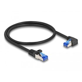   Delock RJ45 hálózati kábel Cat.6A S/FTP egyenes / jobbra hajló 0,5 m fekete (80221)