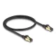 Delock RJ45 hálózati kábel Cat.6A apa - apa S/FTP fekete 50 cm - Cat.7 nyers kábellel, mely alkalmas bel- és kültéri használatra (80247)