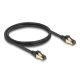 Delock RJ45 hálózati kábel Cat.6A apa - apa S/FTP fekete 1 m - Cat.7 nyers kábellel, mely alkalmas bel- és kültéri használatra (80248)