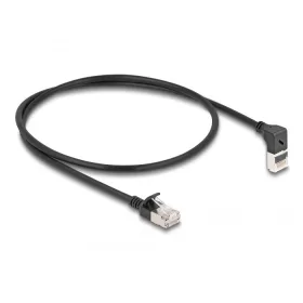   Delock RJ45 hálózati kábel Cat.6A S/FTP vékony 90  fokban felfelé hajló / egyenes 0,5 m fekete