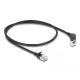 Delock RJ45 hálózati kábel Cat.6A S/FTP vékony 90  fokban felfelé hajló / egyenes 0,5 m fekete