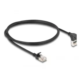   Delock RJ45 hálózati kábel Cat.6A S/FTP vékony 90  fokban felfelé hajló / egyenes 1 m fekete