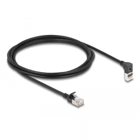   Delock RJ45 hálózati kábel Cat.6A S/FTP vékony 90  fokban felfelé hajló / egyenes 2 m fekete