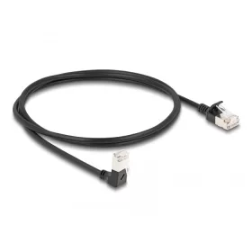   Delock RJ45 hálózati kábel Cat.6A S/FTP vékony 90  fokban lefelé hajló / egyenes 1 m fekete