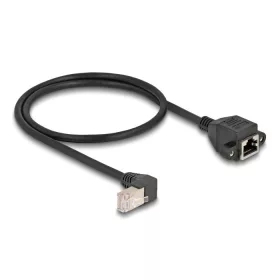   Delock Hálózat bővítő kábel S/FTP RJ45 apa 90  hajlított - RJ45 beépített anya Cat.6A 0,5 m fekete (80310)