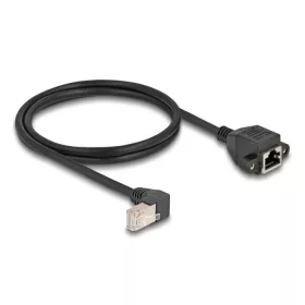   Delock Hálózat bővítő kábel S/FTP RJ45 apa 90  hajlított - RJ45 beépített anya Cat.6A 1 m fekete (80311)