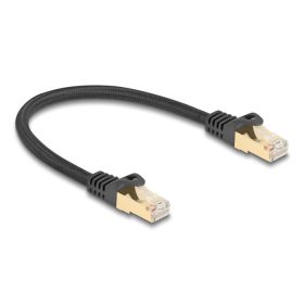   Delock RJ45 hálózati kábel fonott borítással Cat.6A S/FTP apa - apa 0,25 m fekete (80315)
