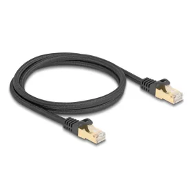   Delock RJ45 hálózati kábel fonott borítással Cat.6A S/FTP apa - apa 1 m fekete (80317)