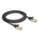 Delock RJ45 lapos hálózati kábel fonott borítással Cat.6A U/FTP apa - apa 2 m fekete (80326)