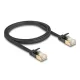 Delock RJ45 hálózati kábel Cat.6A apa - apa robosztus csatlakozóval és Cat.7 nyers lapos kábellel U/FTP 1 m, fekete (80345)