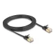 Delock RJ45 hálózati kábel Cat.6A apa - apa robosztus csatlakozóval és Cat.7 nyers lapos kábellel U/FTP 2 m, fekete (80346)