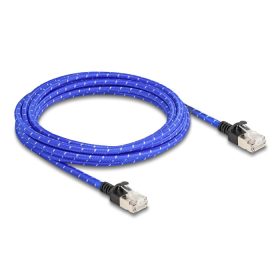   Delock RJ45 hálózati kábel fonott borítással Cat.6A U/FTP Slim, 3 m, kék (80379)