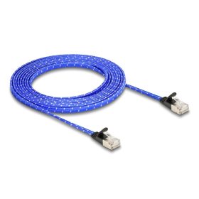   Delock RJ45 lapos hálózati kábel fonott borítással Cat.6A U/FTP 3 m, kék (80385)