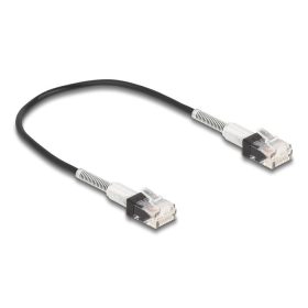   Delock RJ45 hálózati kábel dupla hajlítás védelemmel Cat.6A UTP Slim 0,3 m, fekete (80387)