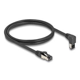   Delock RJ45 hálózati kábel Cat.8.1 S/FTP 90  fokban felfelé hajló / egyenes 1 m fekete (80394)