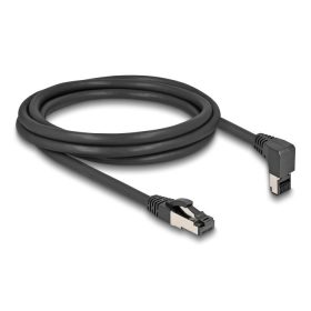   Delock RJ45 hálózati kábel Cat.8.1 S/FTP 90  fokban felfelé hajló / egyenes 2 m fekete (80395)