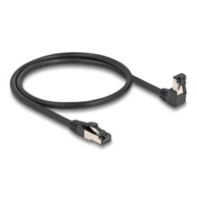   Delock RJ45 hálózati kábel Cat.8.1 S/FTP 90  fokban lefelé hajló / egyenes 0,5 m fekete (80399)