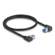 Delock RJ45 hálózati kábel Cat.6A S/FTP jobb / bal, hajlított, 0,5 m, fekete színű (80420)
