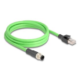   Delock Kábel M12 D kódolt 4 tűs apa - RJ45 apa PUR (TPU) 2 m (80427)
