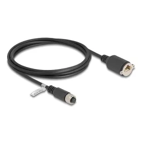   Delock M12 kábel A-kódú 8 tűs anya - RJ45 anya Cat.5e FTP installálásához 2 m, fekete (80435)