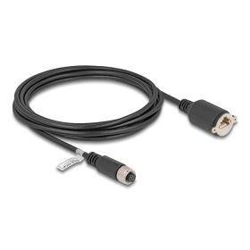   Delock M12 kábel A-kódú 8 tűs anya - RJ45 anya Cat.5e FTP installálásához 3 m, fekete (80438)