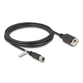   Delock M12 kábel D-kódú 4 tűs anya - RJ45 anya Cat.5e FTP installálásához 3 m, fekete (80454)