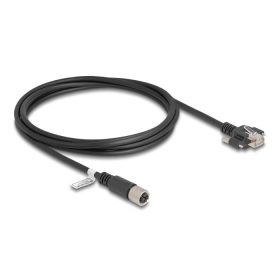  Delock M12 kábel X-kódú 8 tűs anya - RJ45 apa csavarokkal Cat.6A S/FTP 2 m hosszú fekete (80457)
