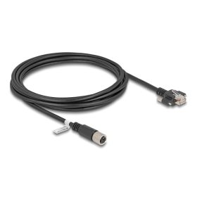   Delock M12 kábel X-kódú 8 tűs anya - RJ45 apa csavarokkal Cat.6A S/FTP 3 m hosszú fekete (80458)