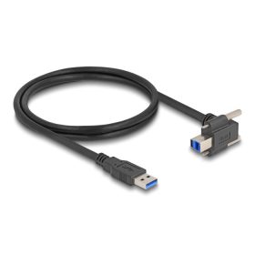   Delock USB 5 Gbps kábel A-típusú USB apa egyenes   B-típusú USB apa csavarral 90 -ban felfelé hajlított 1 m fekete (80480)