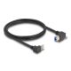 Delock USB 5 Gbps kábel A-típusú USB apa 90 -ban lefelé hajlított   B-típusú USB apa csavarral 90 -ban jobbra hajlított 1 m fekete (80481)