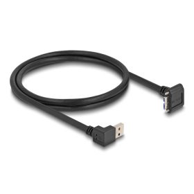   Delock USB 5 Gbps kábel A-típusú USB apa 90 -ban lefelé hajlított   Mikro-B-típusú USB apa csavarokkal 90 -ban lefelé hajlított 1 m fekete ...