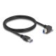 Delock USB 5 Gbps kábel A-típusú USB apa egyenes   B-típusú USB apa csavarral 90 -ban jobbra hajlított 1 m fekete (80484)