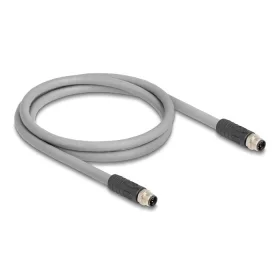   Delock M12 kábel L-kódolt 5 tűs apa - apa PUR húzóláncokhoz alkalmas 1 m szürke (80532)