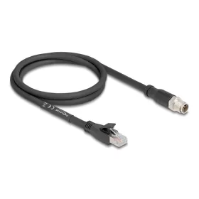   Delock M12 kábel X-kódolt 8 tűs apa - RJ45 apa Cat.5e S/FTP flexibilis 1 m fekete
