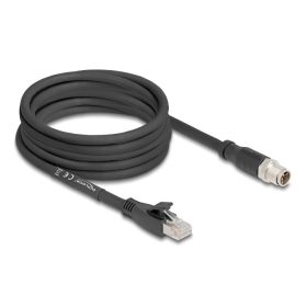   Delock M12 kábel X-kódolt 8 tűs apa - RJ45 apa Cat.5e S/FTP flexibilis 5 m fekete