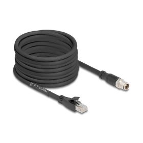   Delock M12 kábel X-kódolt 8 tűs apa - RJ45 apa Cat.5e S/FTP flexibilis 10 m fekete
