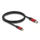 Delock USB 10 Gbps kábel USB A-típusú apa - USB Type-C  apa 1 m piros fém (80617)