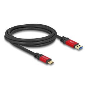   Delock USB-A - USB-C összekötő kábel 2m piros-fekete (80618)