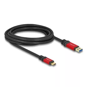   Delock USB-A - USB-C összekötő kábel 3m piros-fekete (80619)