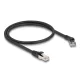 Delock RJ45 hálózati kábel Cat.8.1 S/FTP 45 -ben jobbra hajlított apa   egyenes apa, akár 40 Gbps, 0,5 m, fekete (80627)