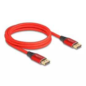 Delock DisplayPort kábel 16K 60 Hz 2 m piros fém (80632)